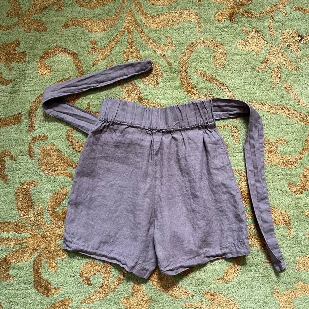 notPERFECTLINEN High Waist Mauve Linen Tie Belt Shorts (S)
